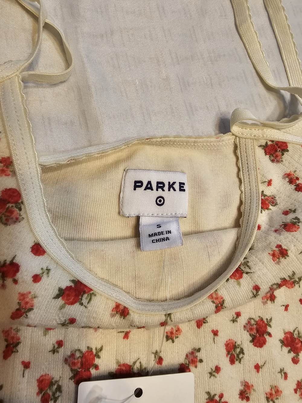 Parke x Target Floral Pointelle NWT Cream Red Camisole - Picture 3 of 3